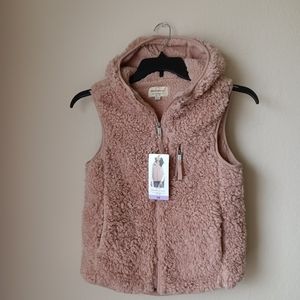 New Original Weatherproof Vintage Fuzzy Dusty Pink Vest